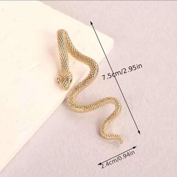 Unique Statement Dangle Earrings With Snake Design - Picture 2 of 5